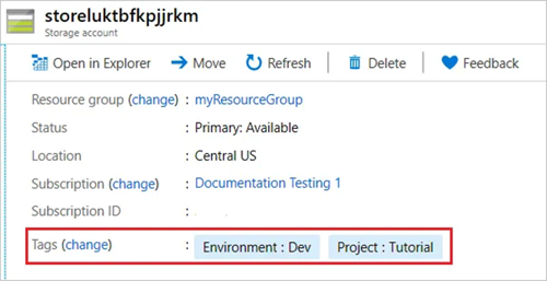 Example of tags enivornment dev and project tutorial